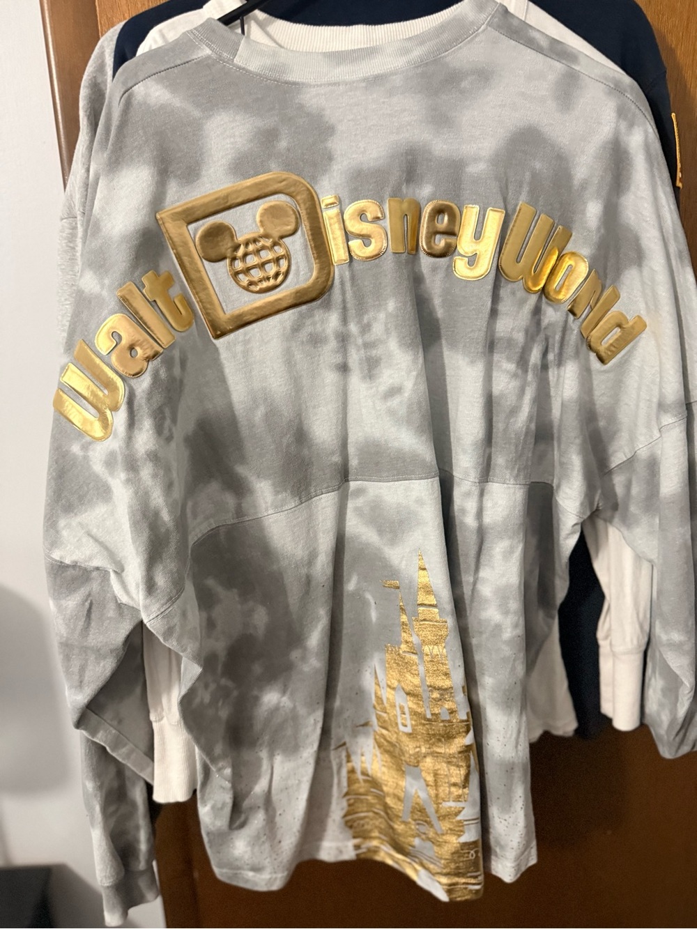 Disney Gold-Accent Gray Tie-Dye spirit jersey